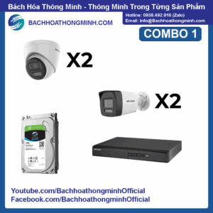 [TRỌN GÓI] COMBO 1 Camera HIKVISION (4 Camera Analog 2.0MP, Ổ cứng 1TB)