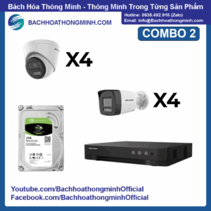 [TRỌN GÓI] COMBO 2 Camera HIKVISION (8 Camera Analog 2.0MP, Ổ cứng 2TB)