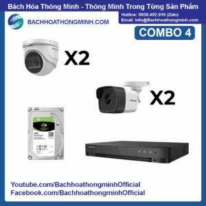 [TRỌN GÓI] COMBO 4 Camera HIKVISION (4 Camera Analog 5.0MP, Ổ cứng 2TB)