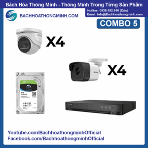 [TRỌN GÓI] COMBO 5 Camera HIKVISION (8 Camera Analog 5.0MP, Ổ cứng 4TB)